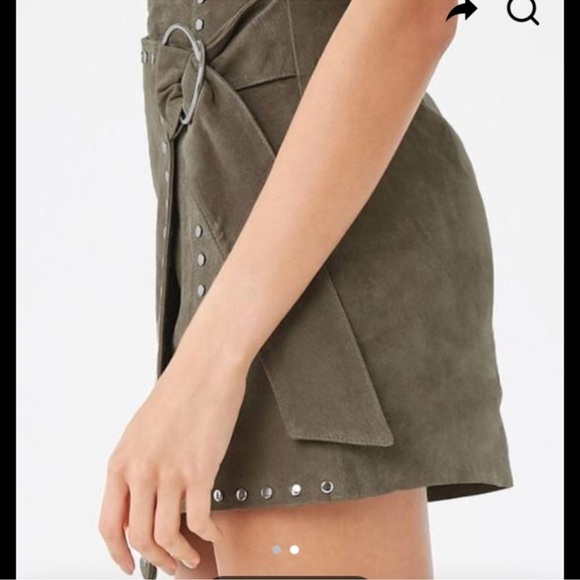 Forever 21 olive green suede leather studded mini wrap skirt | Medium | NWT - Picture 4 of 7